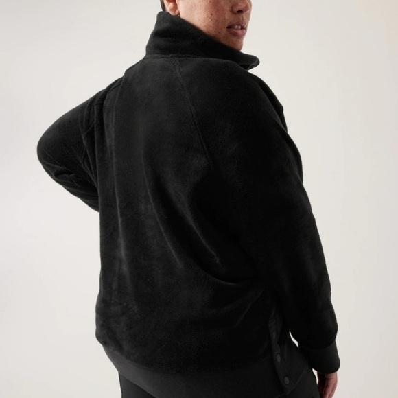 Athleta Black Recover Cozy Snap Front Fleece Pullover - Picture 3 of 12